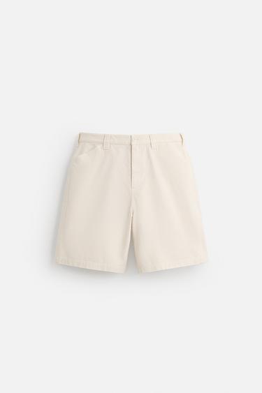CANVAS TEXTURED BERMUDA SHORTS - Ecru by Zara - Image 0