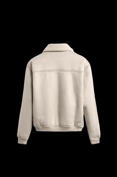 Zara COMBINED FAUX SUEDE JACKET - Light gray