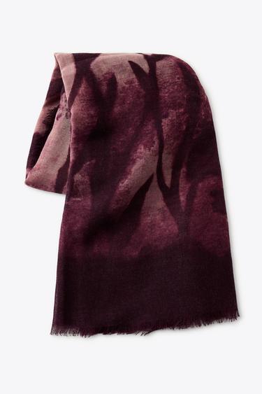 FLORAL PRINT SCARF - Burgundy by Zara - Image 4