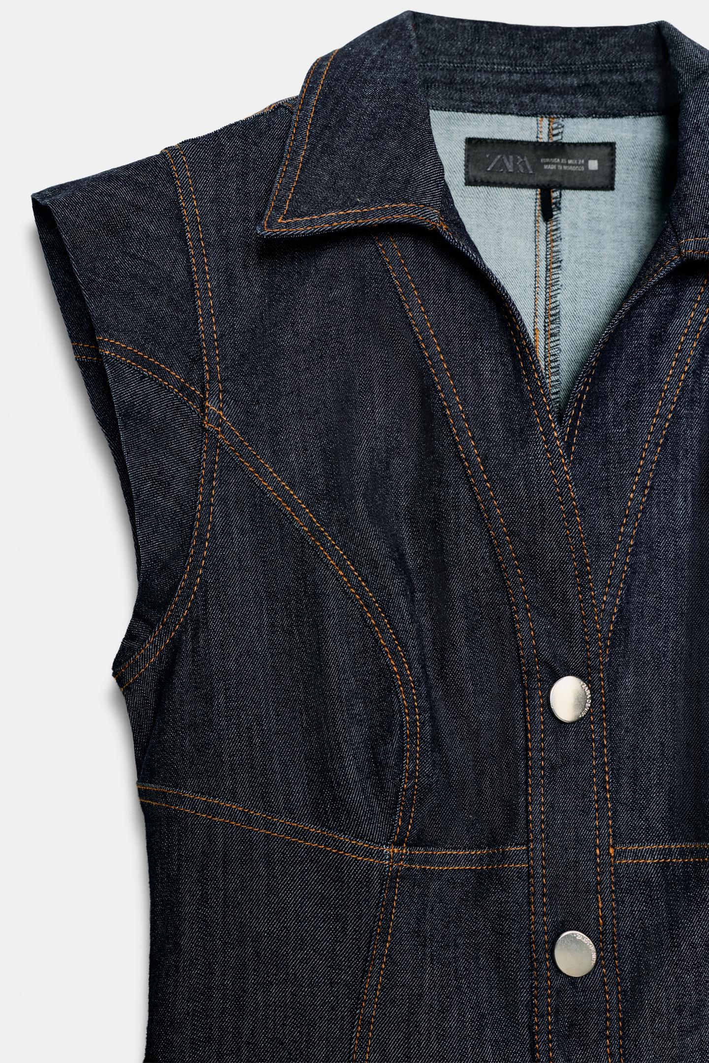 Женское платье Zara Z1975 MIDI Denim Dress, цвет: Индиго — фото 8