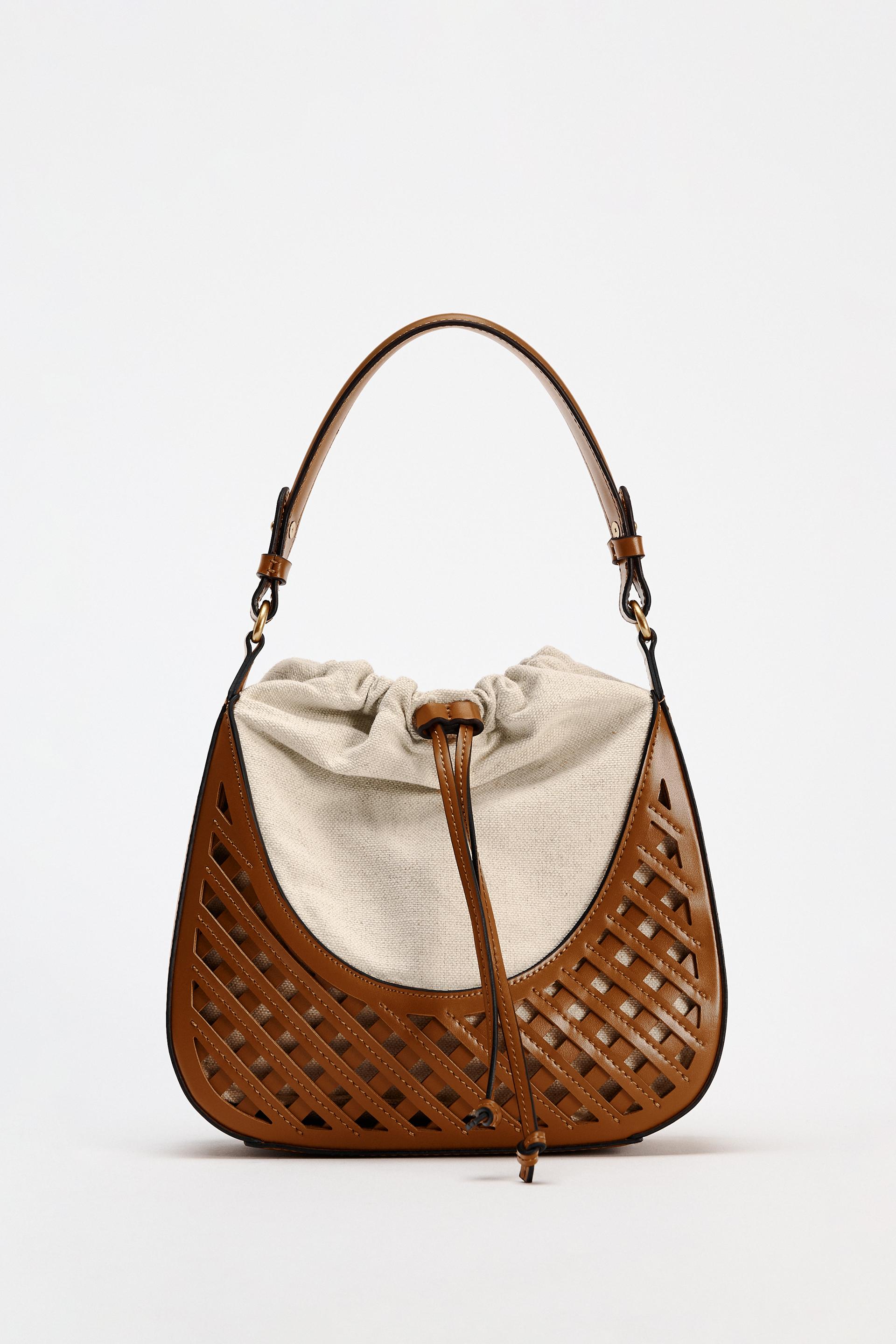 CONTRASTING BUCKET BAG - Dark tan | ZARA United States