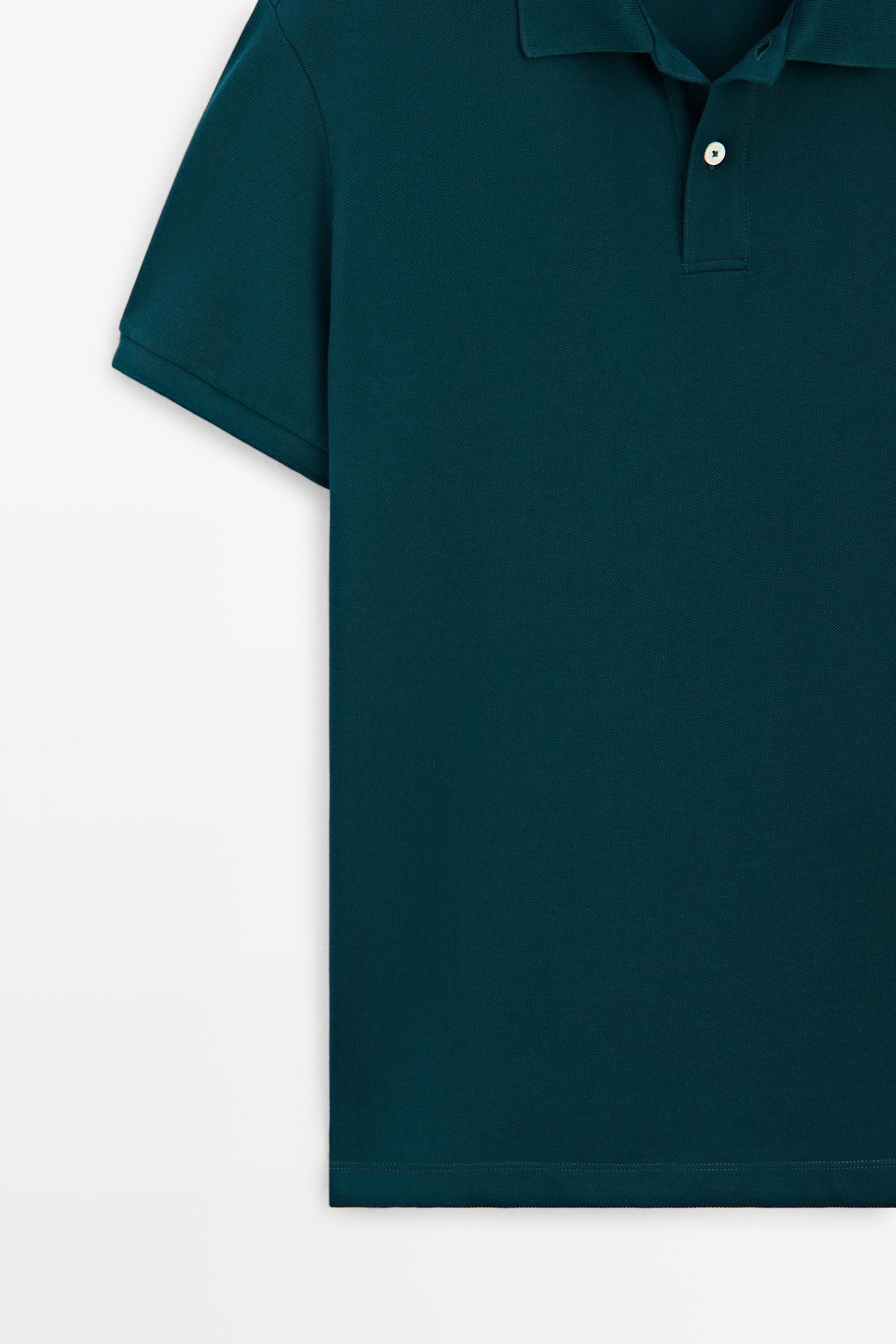 Micro-textured cotton piqué polo shirt