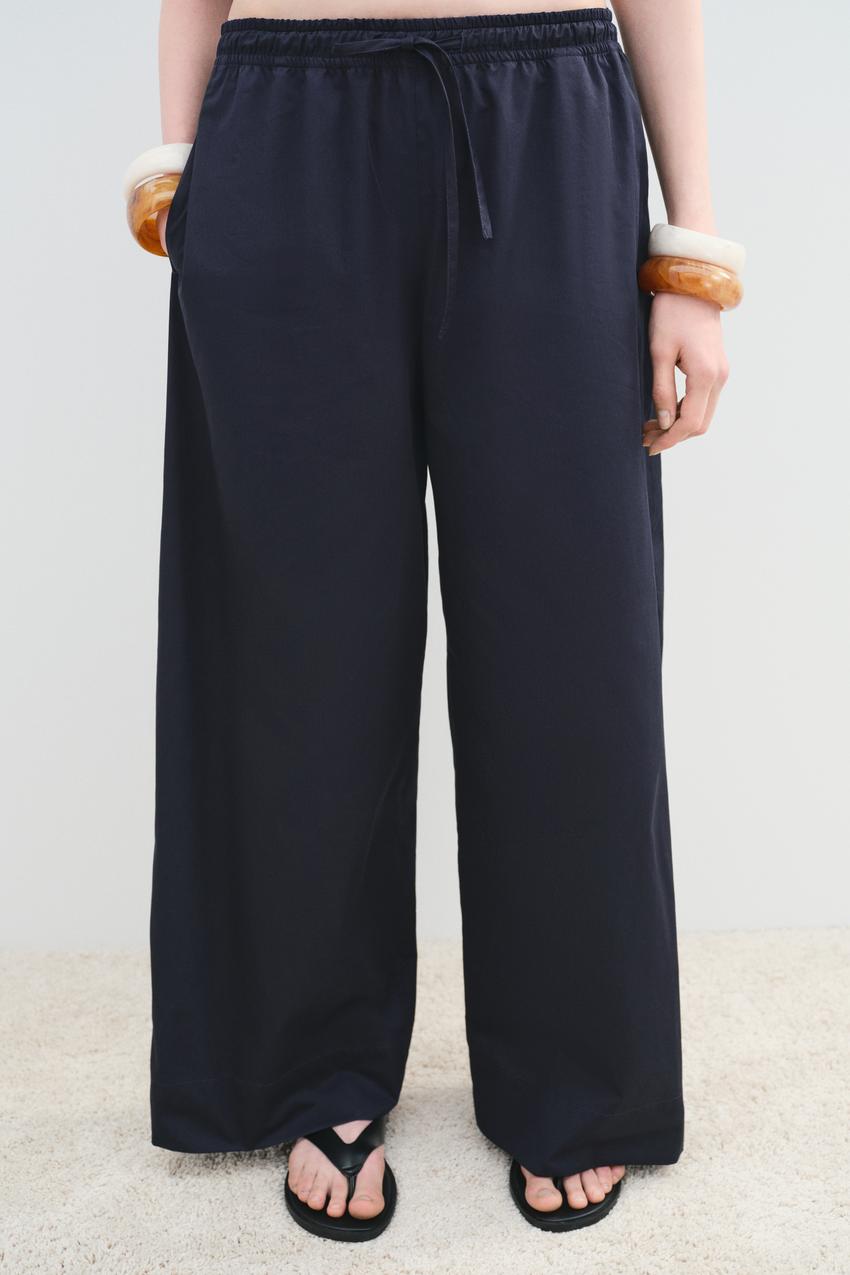 ZW COLLECTION ワイドレッグパンツ - ネイビーブルー | ZARA Japan / 日本