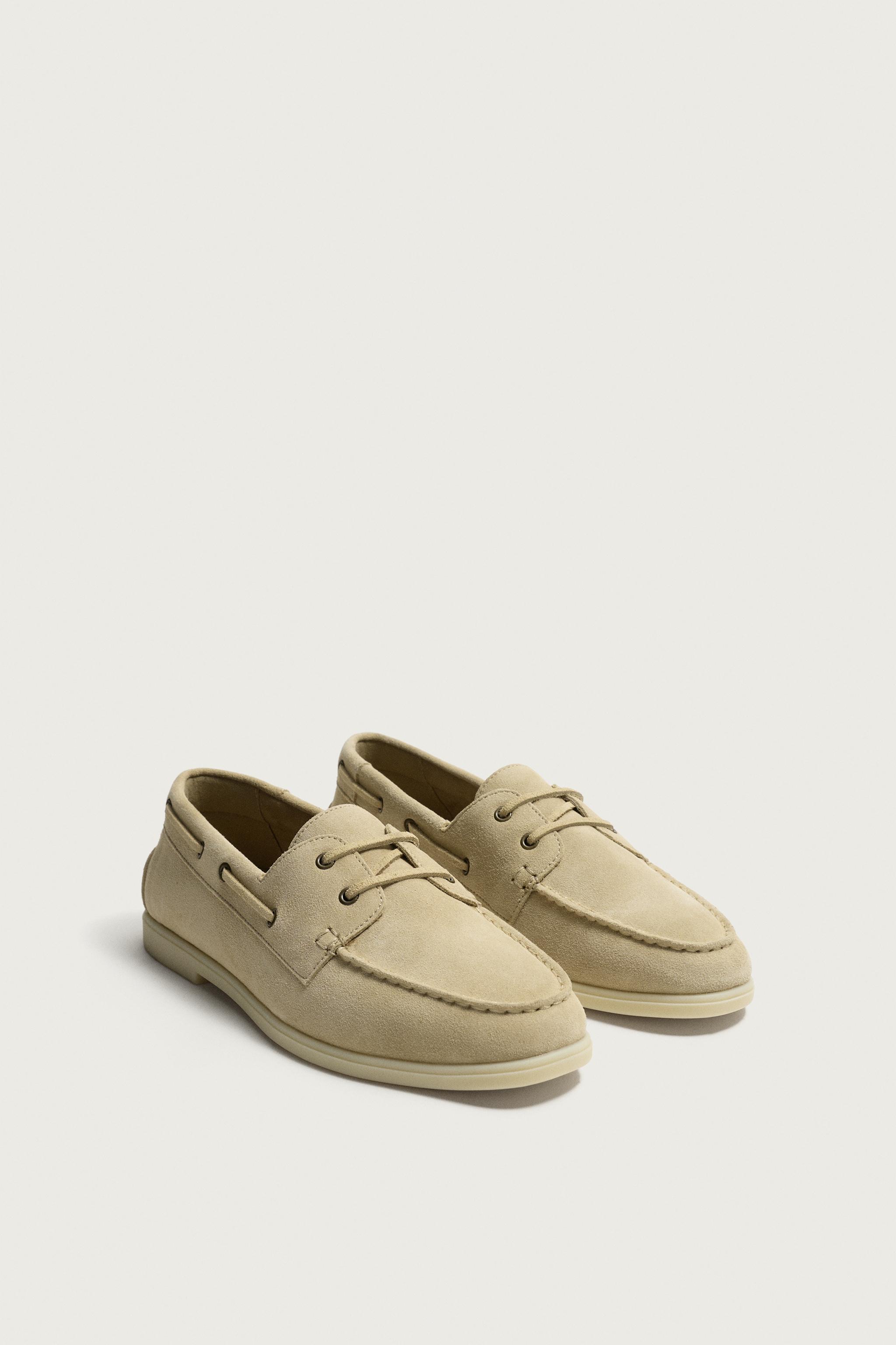 LEATHER BOAT SHOES — Beige (alternate view)
