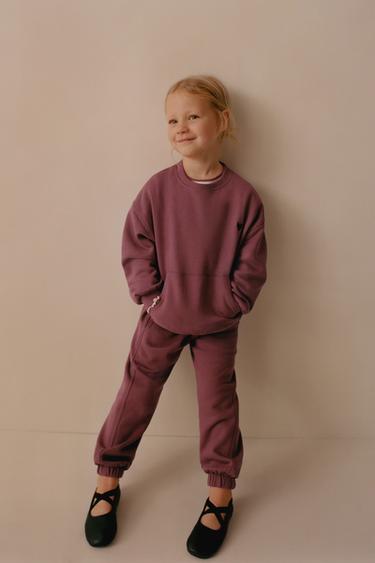 EMBROIDERED SWEATSHIRT AND JOGGERS SET - Dark pink by Zara - Image 0