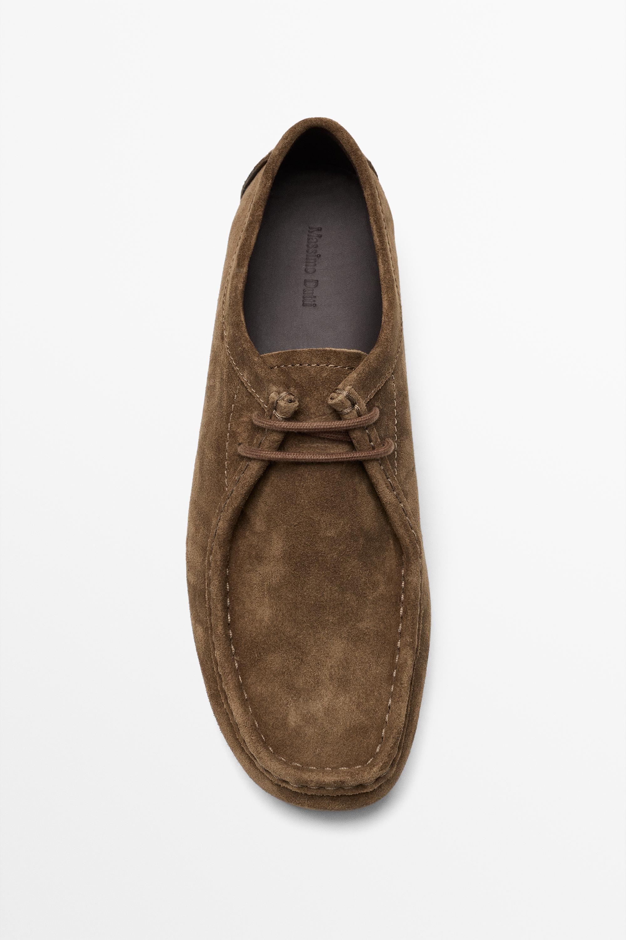 Split suede leather moc toe shoe - Brown | ZARA United States