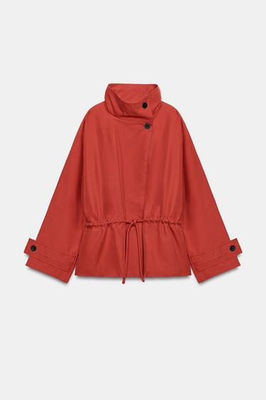 ZW COLLECTION OVERSIZED SHORT TRENCH COAT — Brick 1