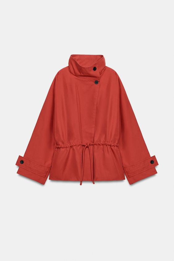 Zara ZW COLLECTION OVERSIZED SHORT TRENCH COAT - Brick - Image 0