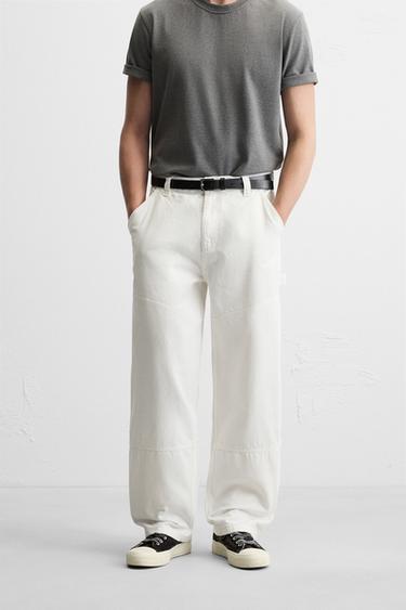 FADED CARPENTER POCKET TROUSERS - Oyster-white by Zara - Image 1
