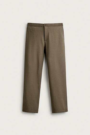 COMFORT REGULAR FIT TROUSERS - Khaki by Zara
