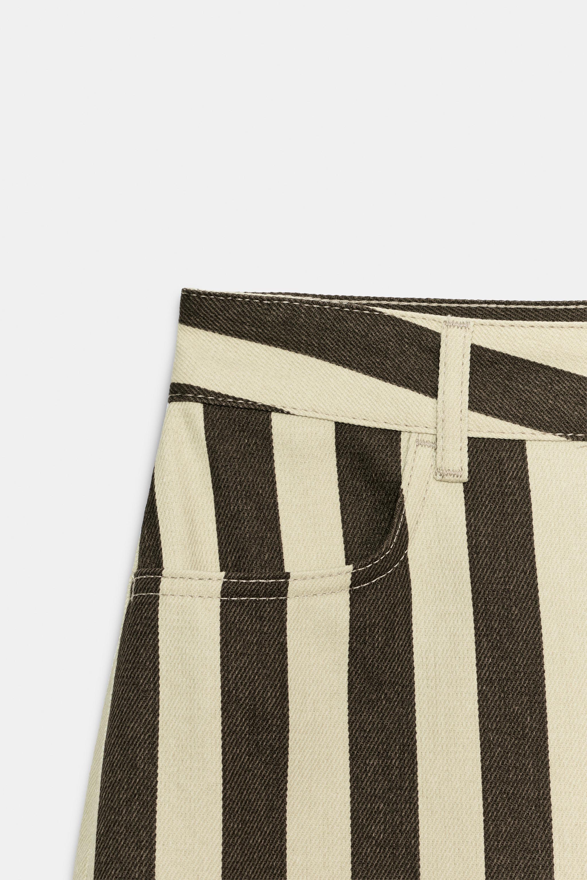 Женские брюки Zara ZW COLLECTION CROPPED STRIPED TROUSERS — фото 8