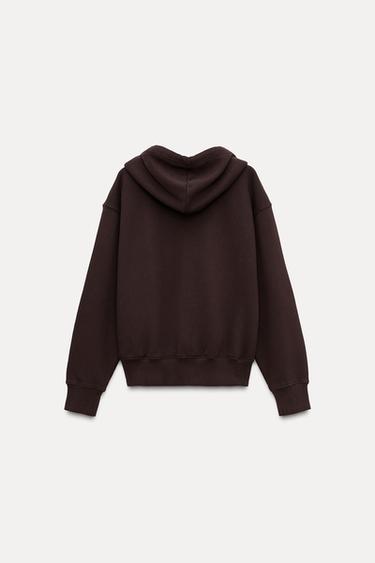 SWEATSHIRT MIT WASHED-EFFEKT UND REISSVERSCHLUSS - Braun von Zara