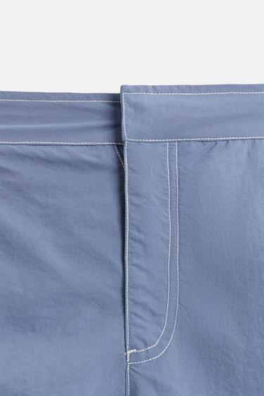 MAILLOT DE BAIN MI-LONG DÉLAVÉ CONTRASTE - Bleu de Zara - Image 2