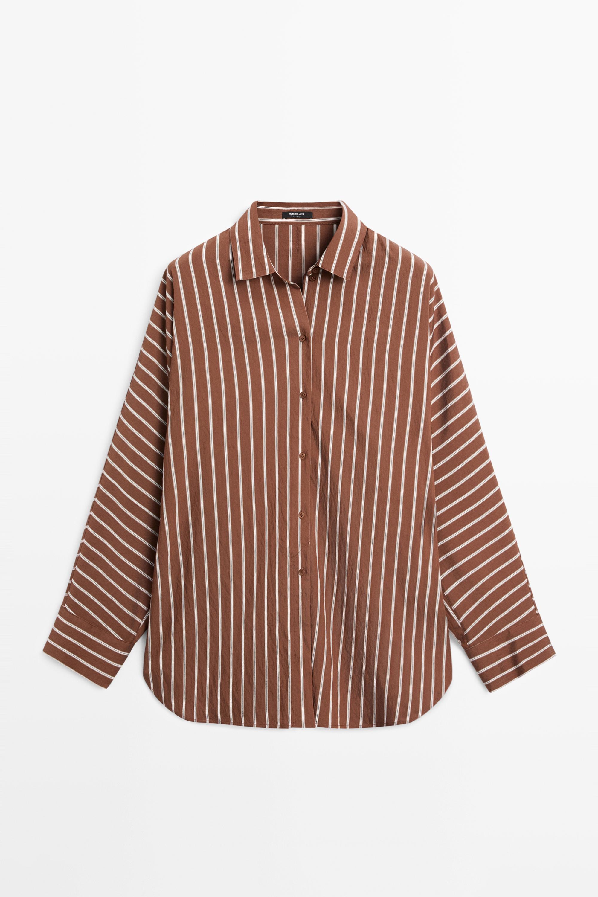 Flowing striped shirt with batwing sleeves