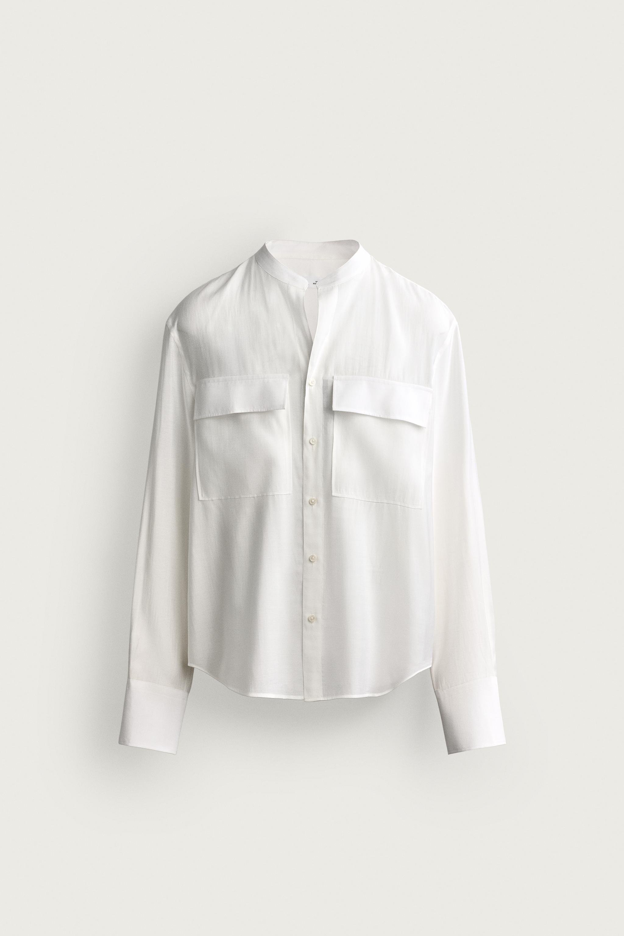 RELAXED FIT FLUID SHIRT — Oyster-white