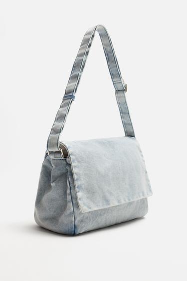WASHED-EFFECT DENIM CROSSBODY BAG - Blue by Zara - Image 1