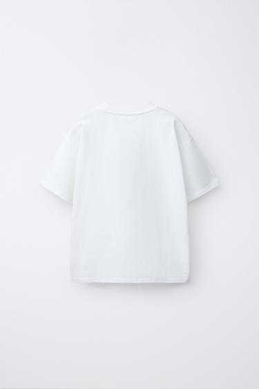 T-SHIRT IMPRIMÉ À CORDON BRODÉ - Blanc cassé de Zara - Image 1