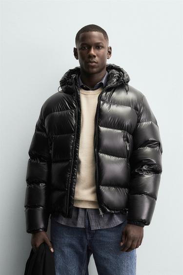Zara 100% FEATHER WATER REPELLENT PUFFER JACKET - Black