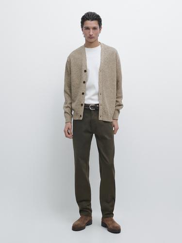 Zara Cotton knit cardigan with buttons - Beige marl - Image 0