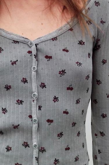 WASHED EFFECT POINTELLE JACKET - Grey by Zara - Image 4