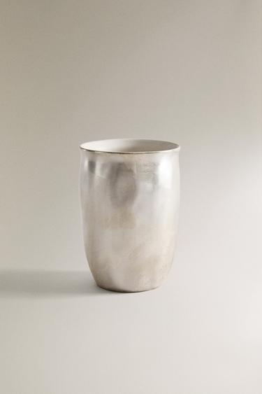 SHINY CERAMIC TOOTHBRUSH HOLDER - Silver by Zara