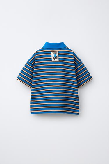 STRIPED TOWELLING POLO SHIRT - Bluish by Zara - Image 1