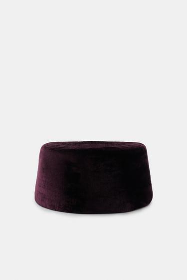 VELVET PILLBOX HAT — Eggplant 1