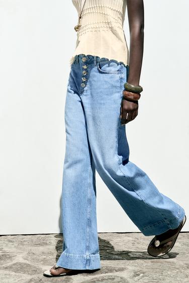 JEAN Z1975 WIDE LEG TAILLE HAUTE BOUTONS - Bleu moyen de Zara - Image 3