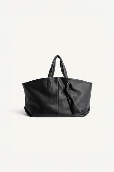 LEATHER TOTE BAG - Black by Zara