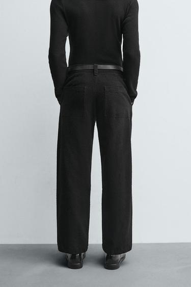 TEXTURED STRAIGHT-LEG TROUSERS - Black by Zara - Image 2