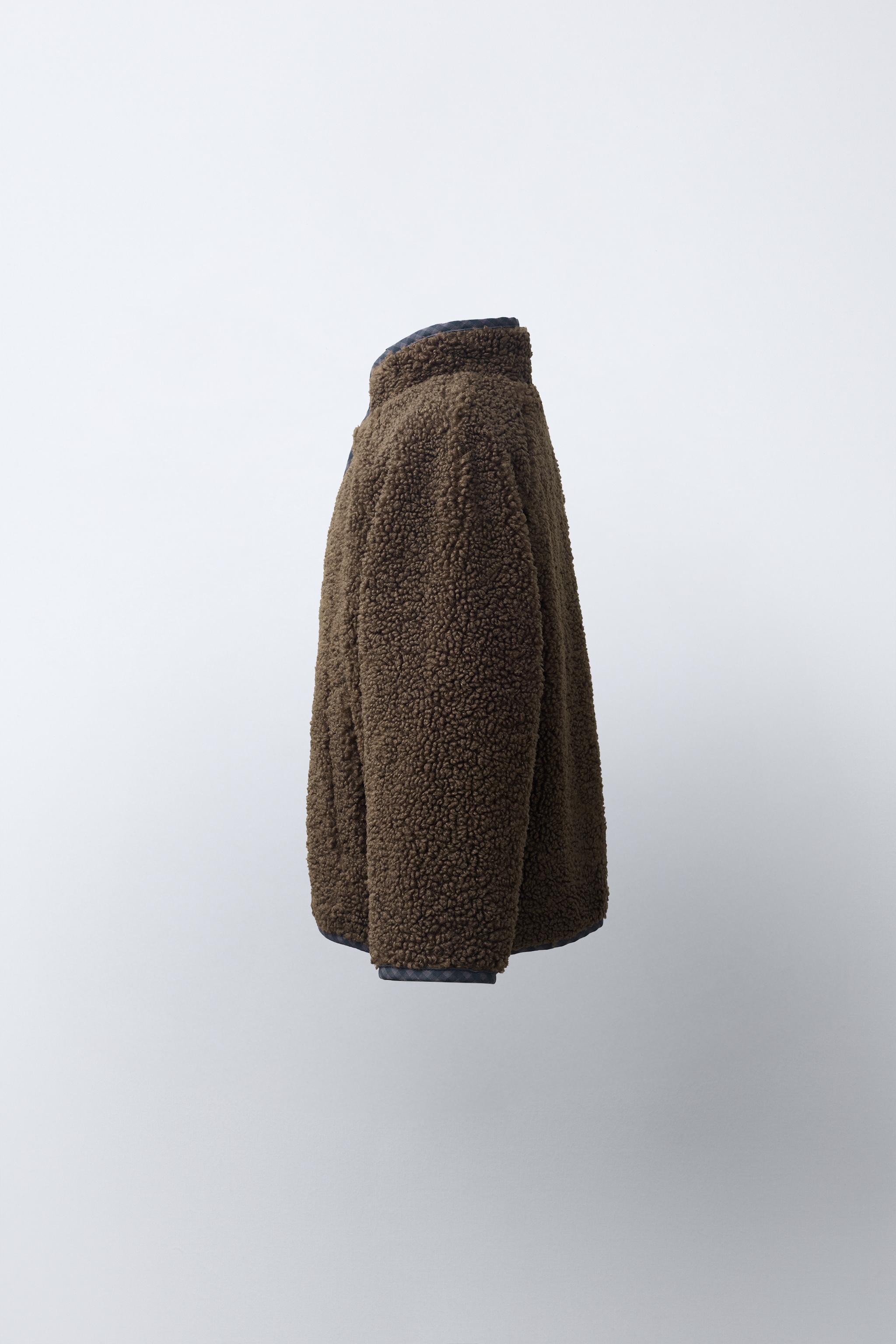 REVERSIBLE CHECKED FAUX SHEARLING JACKET