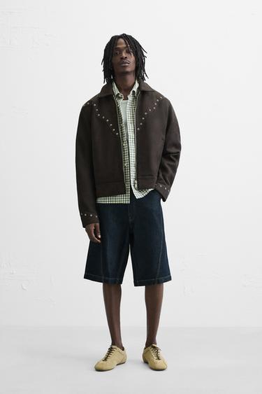 Zara FAUX SUEDE JACKET - Brown