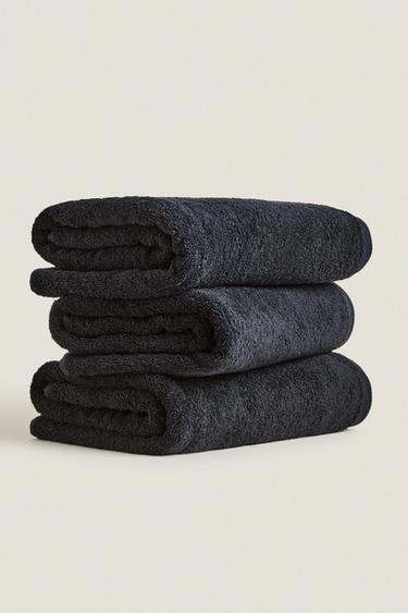 Zara BASIC QUALITY COTTON TOWEL - Black - Image 0