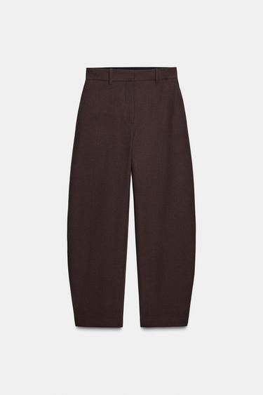 Zara BALLOON STRIPED PANTS ZW COLLECTION - brown vigore