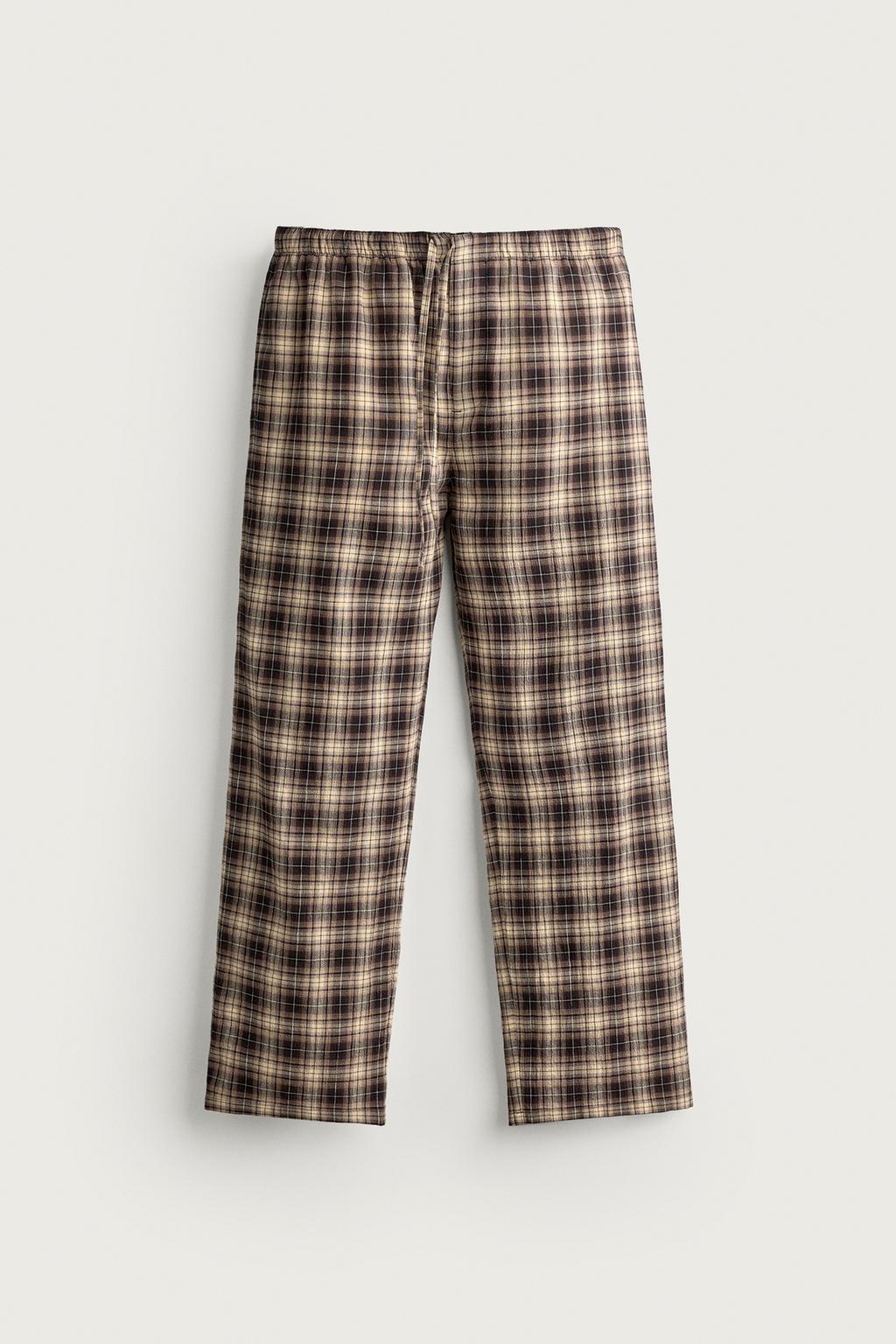 RELAXED FIT TEXTURED CHECK TROUSERS