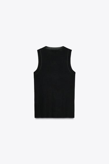 PLAIN KNIT SLEEVELESS TOP - Black by Zara - Image 5