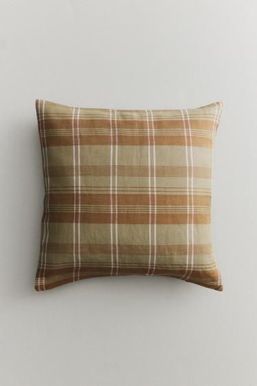 HOUSSE DE COUSSIN CARREAUX - Vert moyen de Zara