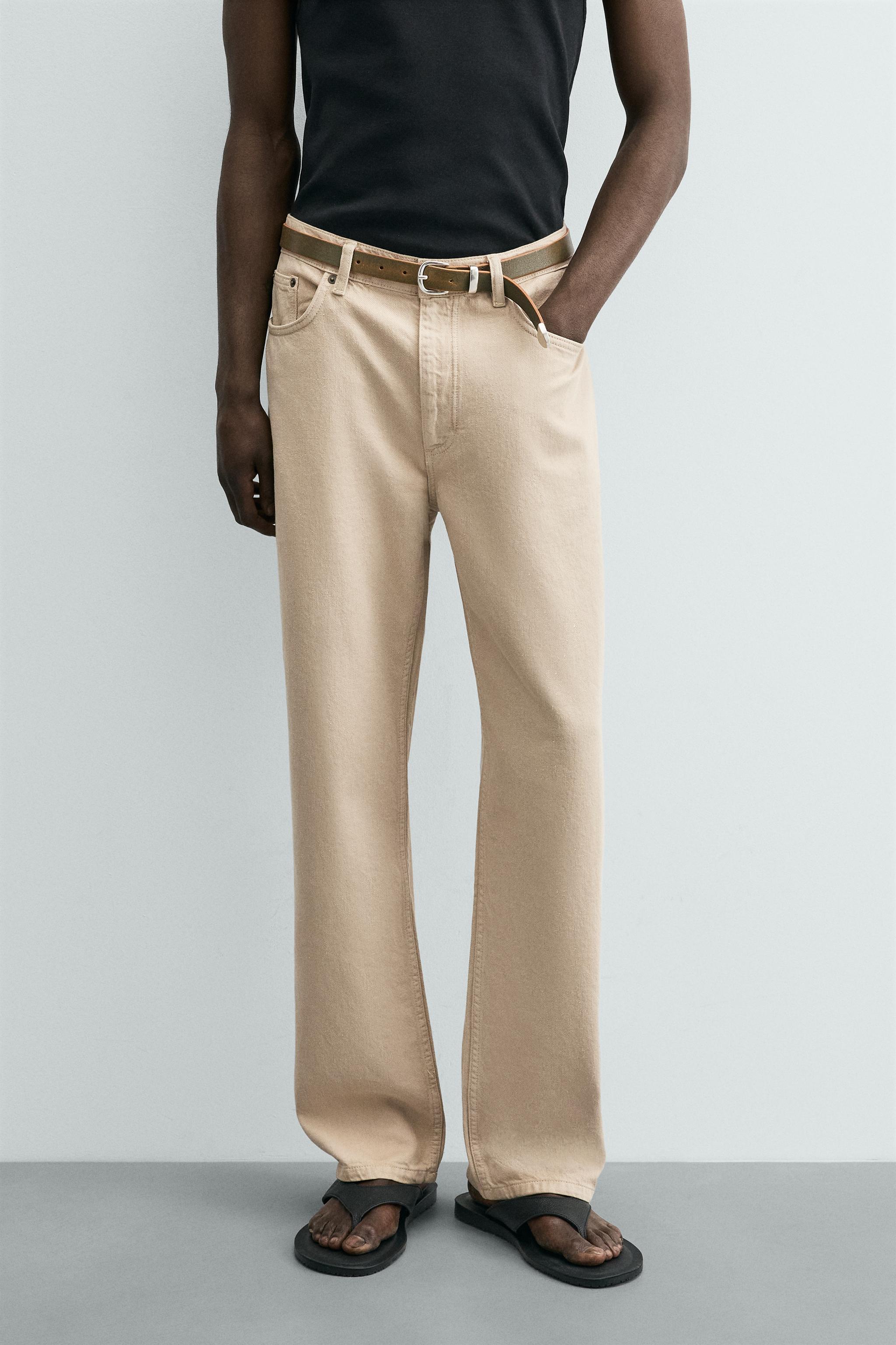 COTTON-HEMP LIGHTWEIGHT JEANS — Beige marl