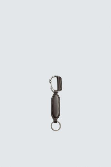 Zara LEATHER KEYCHAIN - Brown
