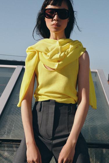 Zara FINE KNIT TOP - Yellow
