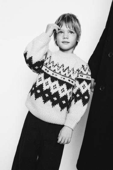 JERSEY PUNTO JACQUARD - Crudo / Rojo de Zara