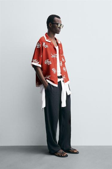 CARP PRINT SHIRT - Ecru / Red by Zara - Image 3