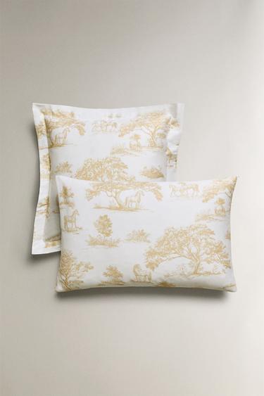 TOILE DE JOUY PILLOWCASE - Oyster-white by Zara