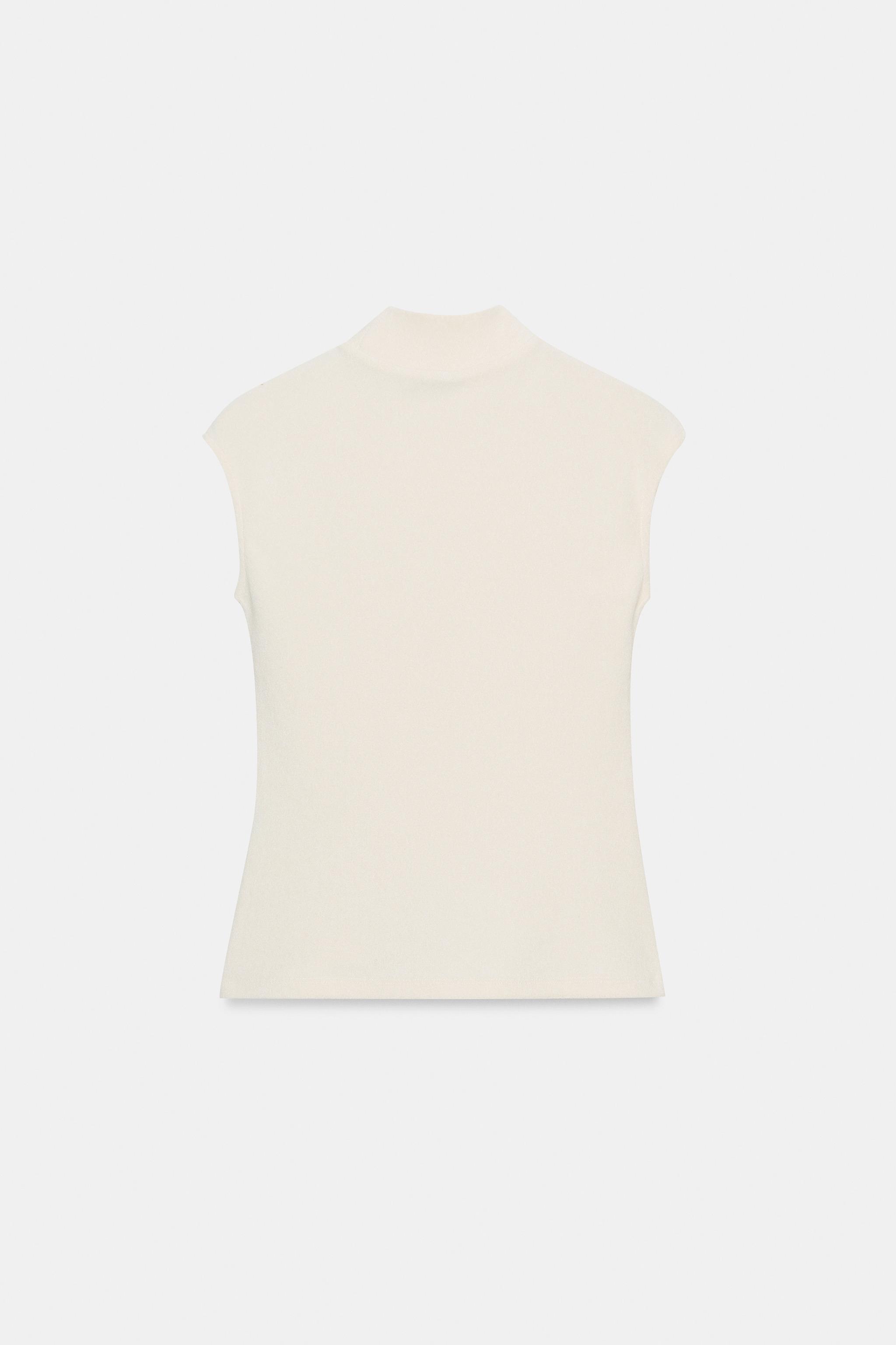 SOFT HIGH NECK TOP - Oyster-white | ZARA United States