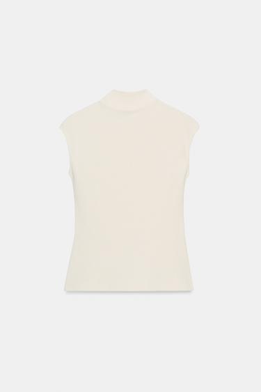 SOFT HIGH NECK TOP - Oyster-white by Zara - Image 6
