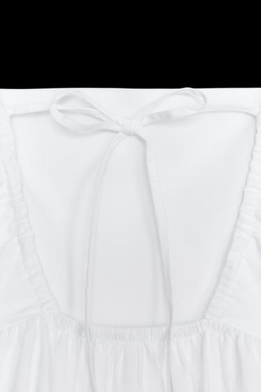MIDI-KLEID AUS POPELINE MIT EINSÄTZEN - Weiß von Zara