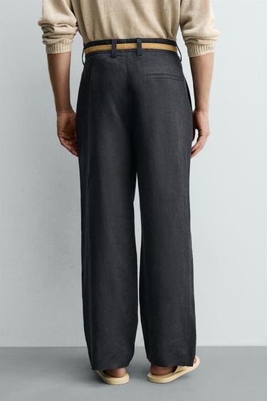 PANTALON 100% LIN À PLIS - Indigo de Zara - Image 2