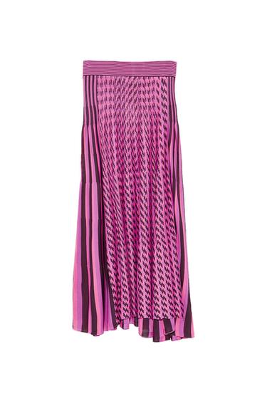 STRIPED MIDI SKIRT
