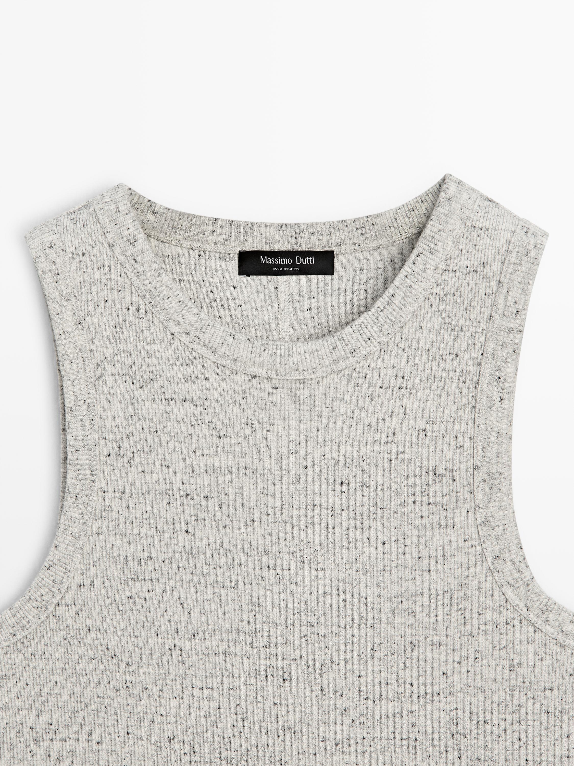 Sleeveless cotton blend T-shirt