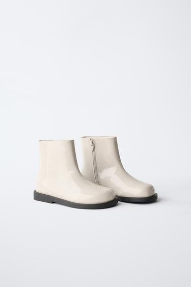PATENT-FINISH ANKLE BOOTS - Ecru White by Zara - Image 1